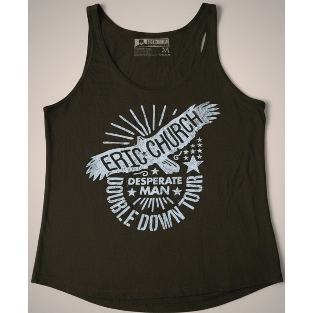 Eric Church Double Down Tour Desperate Man Women's Medium Black Tank Top